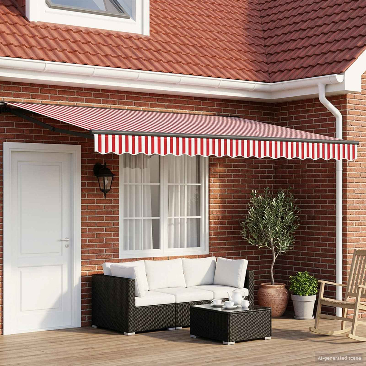 Solar Electric Awning Anthracite Red white