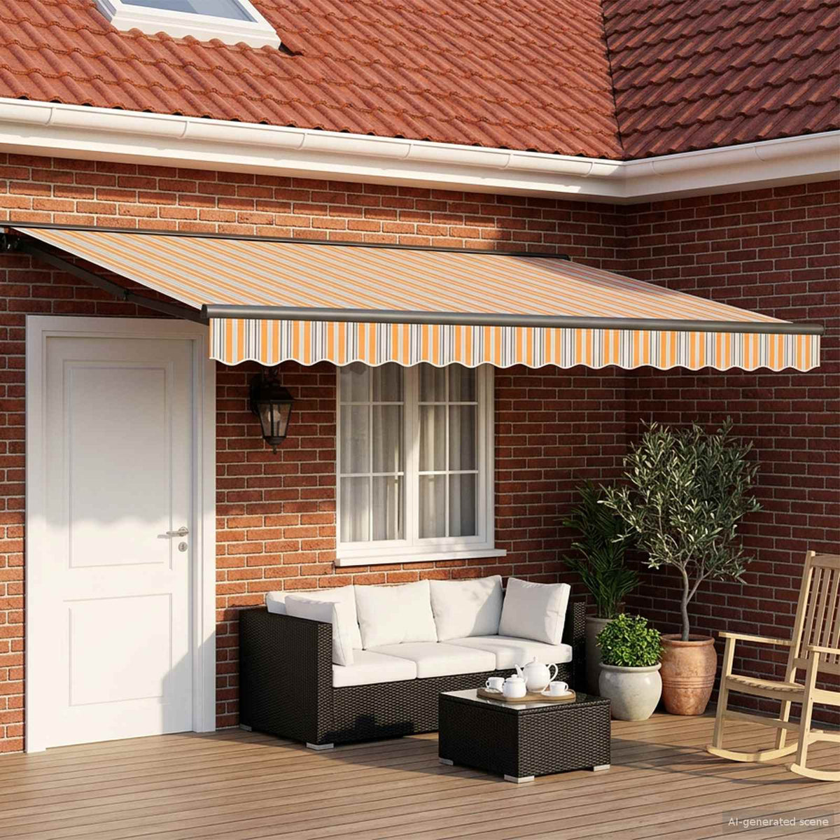 Solar Electric Awning Anthracite Blue orange