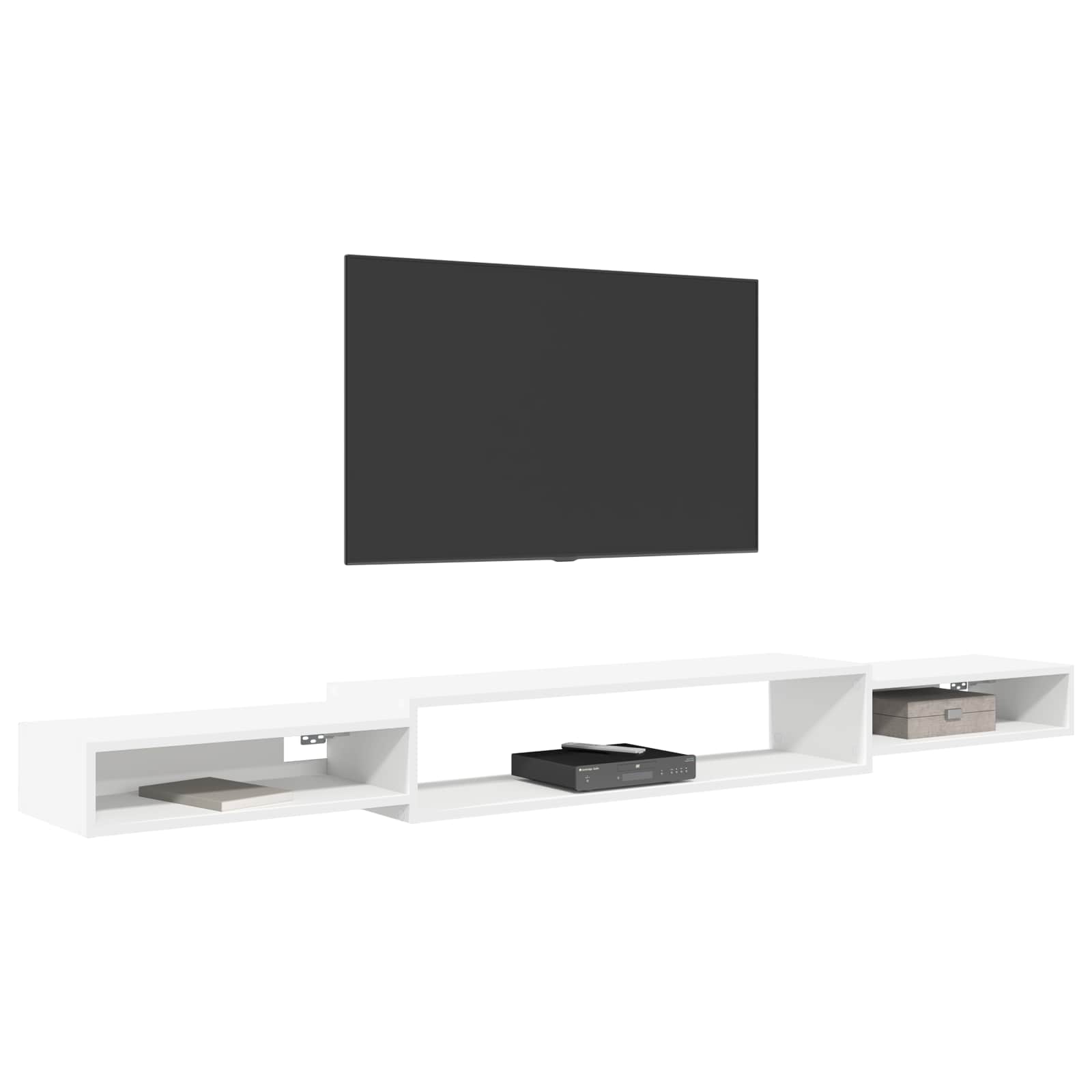 vidaXL Wall-mounted TV Cabinet Wall-Mounted White 220 x 28 x 21 cm 3