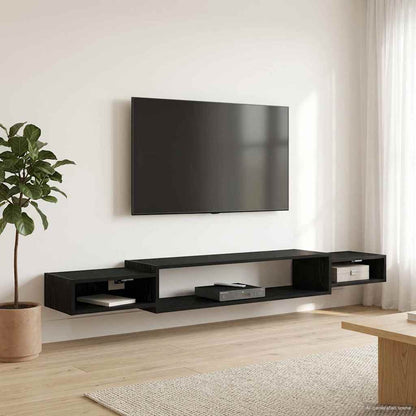 vidaXL Wall-mounted TV Cabinet Wall-Mounted Black Oak 220 x 28 x 21 cm 4