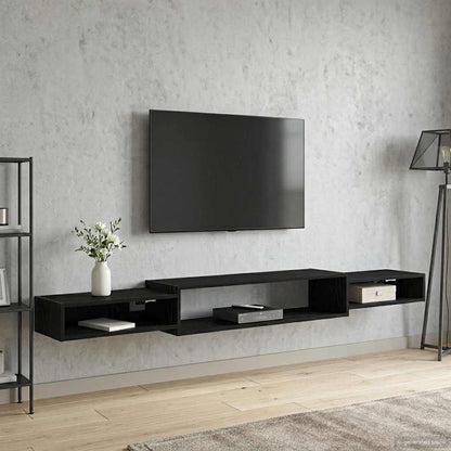 vidaXL Wall-mounted TV Cabinet Wall-Mounted Black Oak 220 x 28 x 21 cm 1