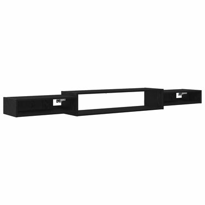 vidaXL Wall-mounted TV Cabinet Wall-Mounted Black Oak 220 x 28 x 21 cm 2