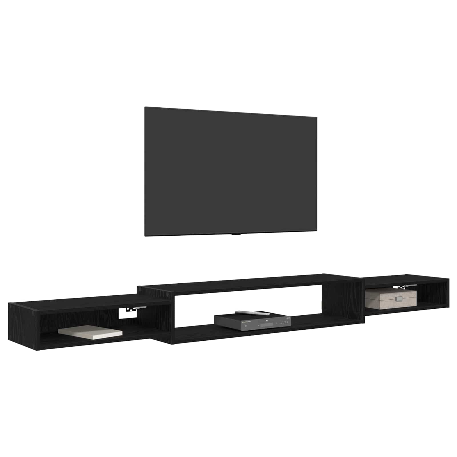 vidaXL Wall-mounted TV Cabinet Wall-Mounted Black Oak 220 x 28 x 21 cm 3