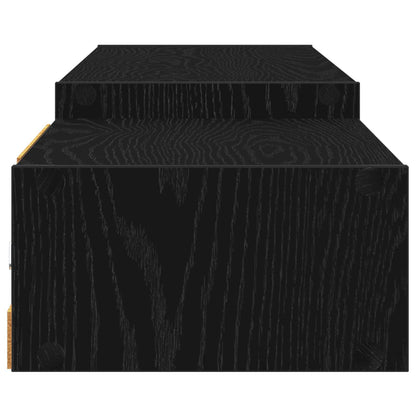 vidaXL Wall-mounted TV Cabinet Wall-Mounted Black Oak 220 x 28 x 21 cm 6