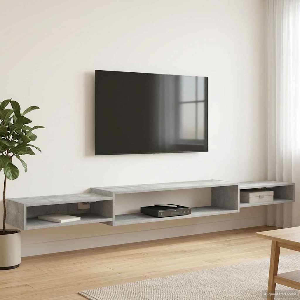 vidaXL Wall-mounted TV Cabinet Wall-Mounted Concrete Grey 4