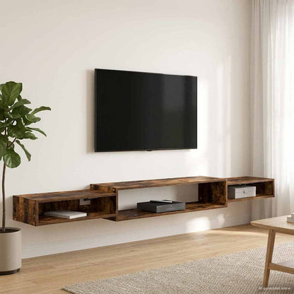vidaXL Wall-mounted TV Cabinet Wall-Mounted Smoked Oak 1