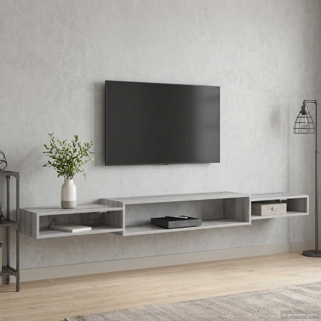 vidaXL Wall-mounted TV Cabinet Wall-Mounted Grey Sonoma 4