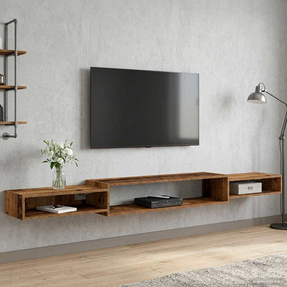 vidaXL Wall-mounted TV Cabinet Wall-Mounted Old Wood 220 x 28 x 21 cm 4