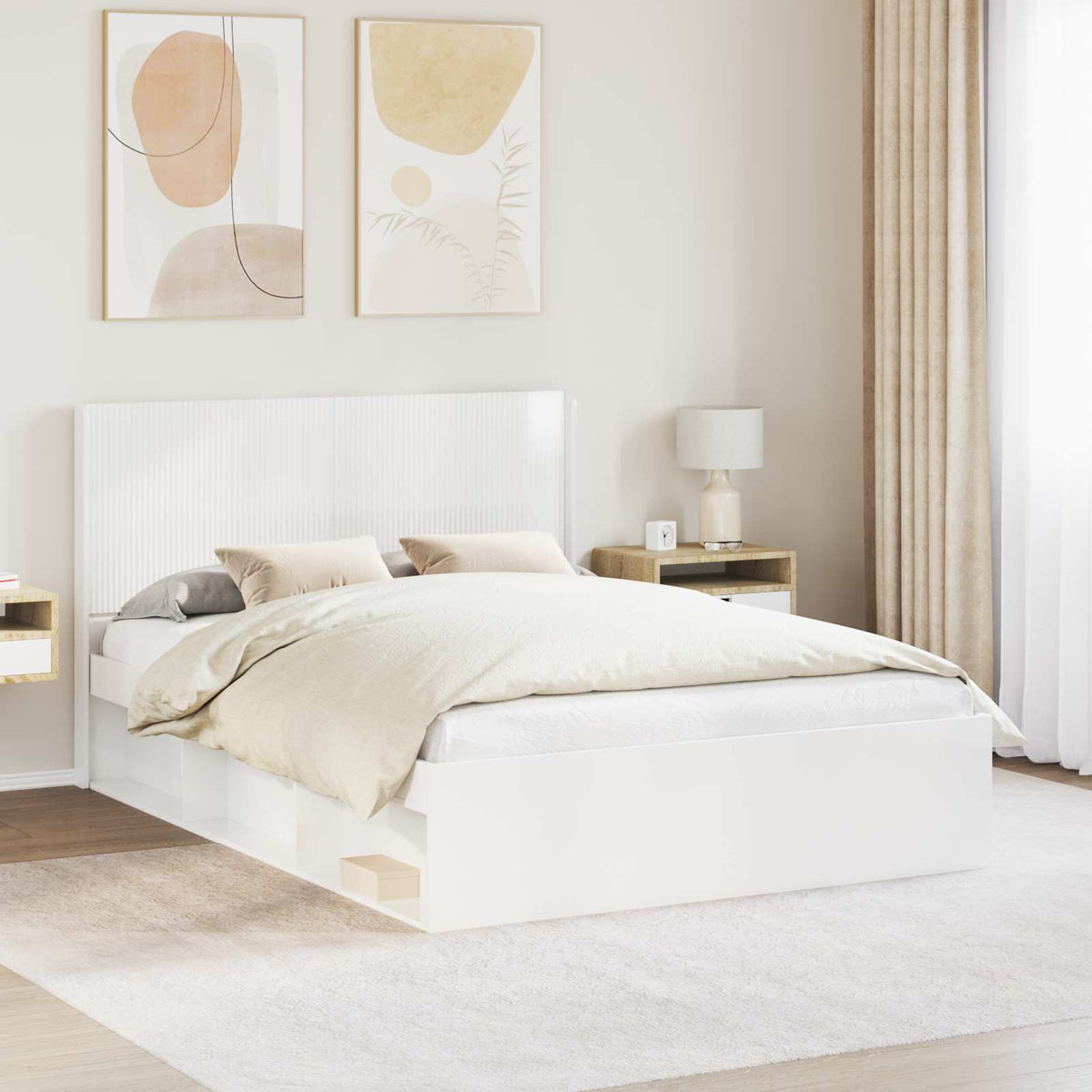 vidaXL Headboard Engineered Wood High gloss white