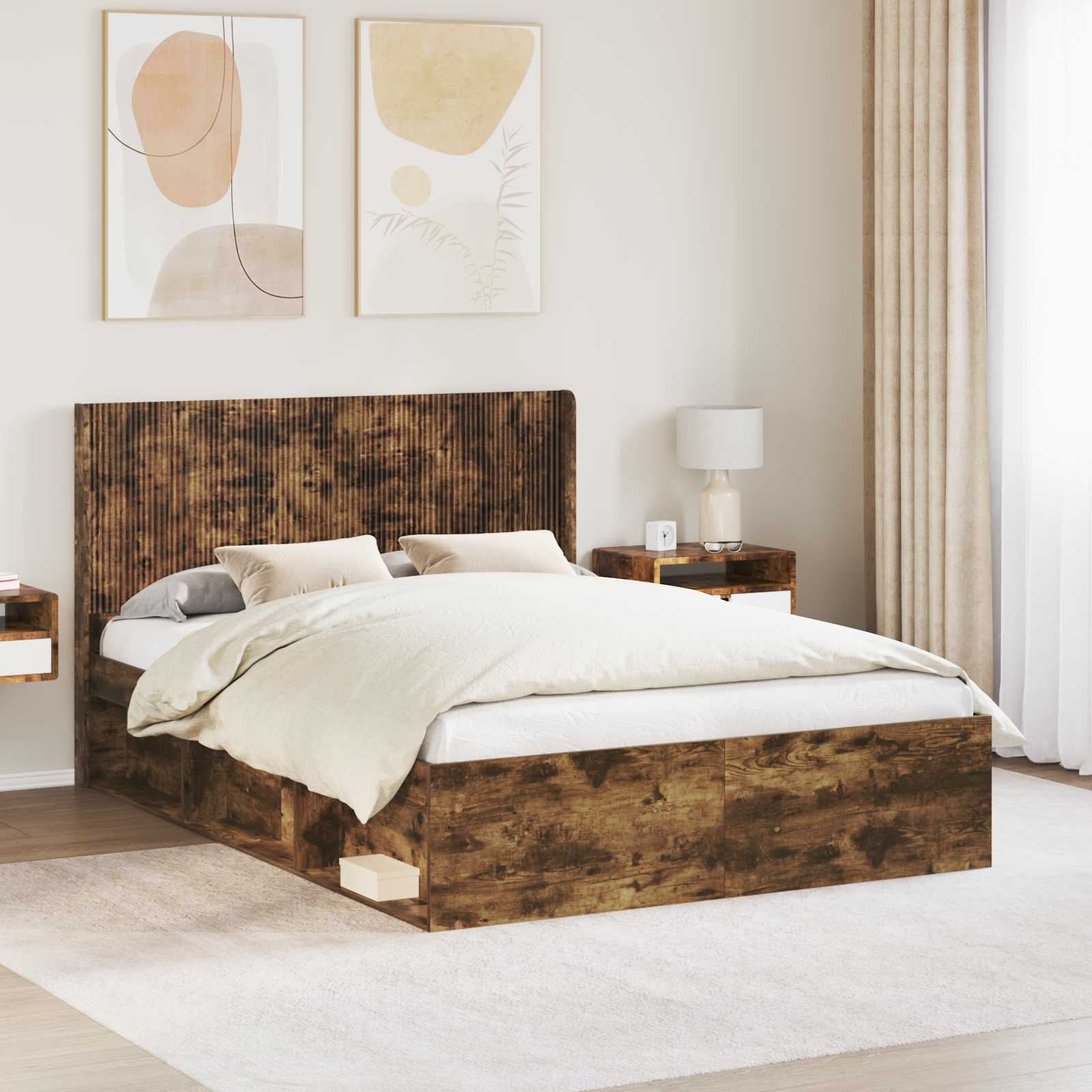 vidaXL Headboard Smoked Oak Engineered Wood 1