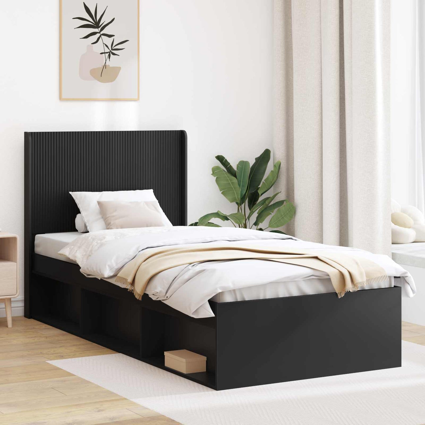 vidaXL Headboard Black Engineered Wood 1
