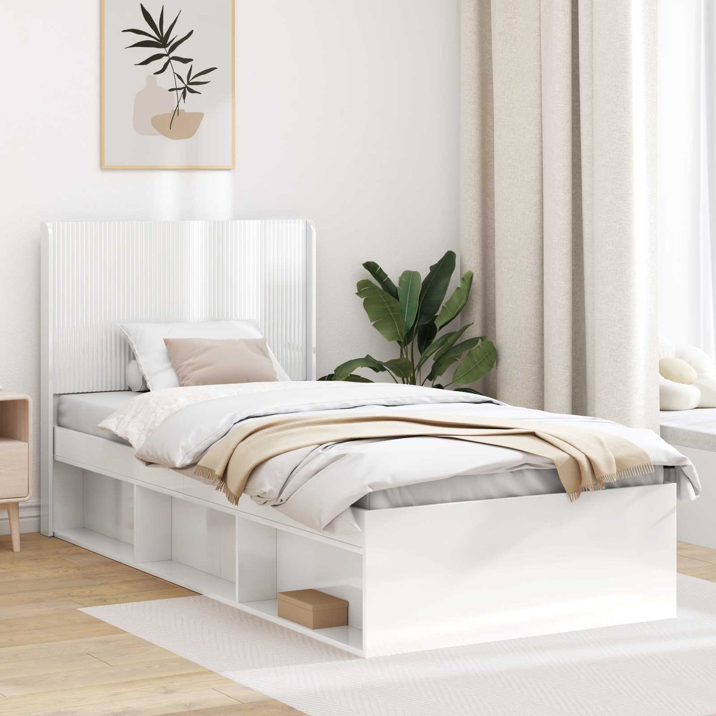 vidaXL Headboard High Gloss White Engineered Wood 1