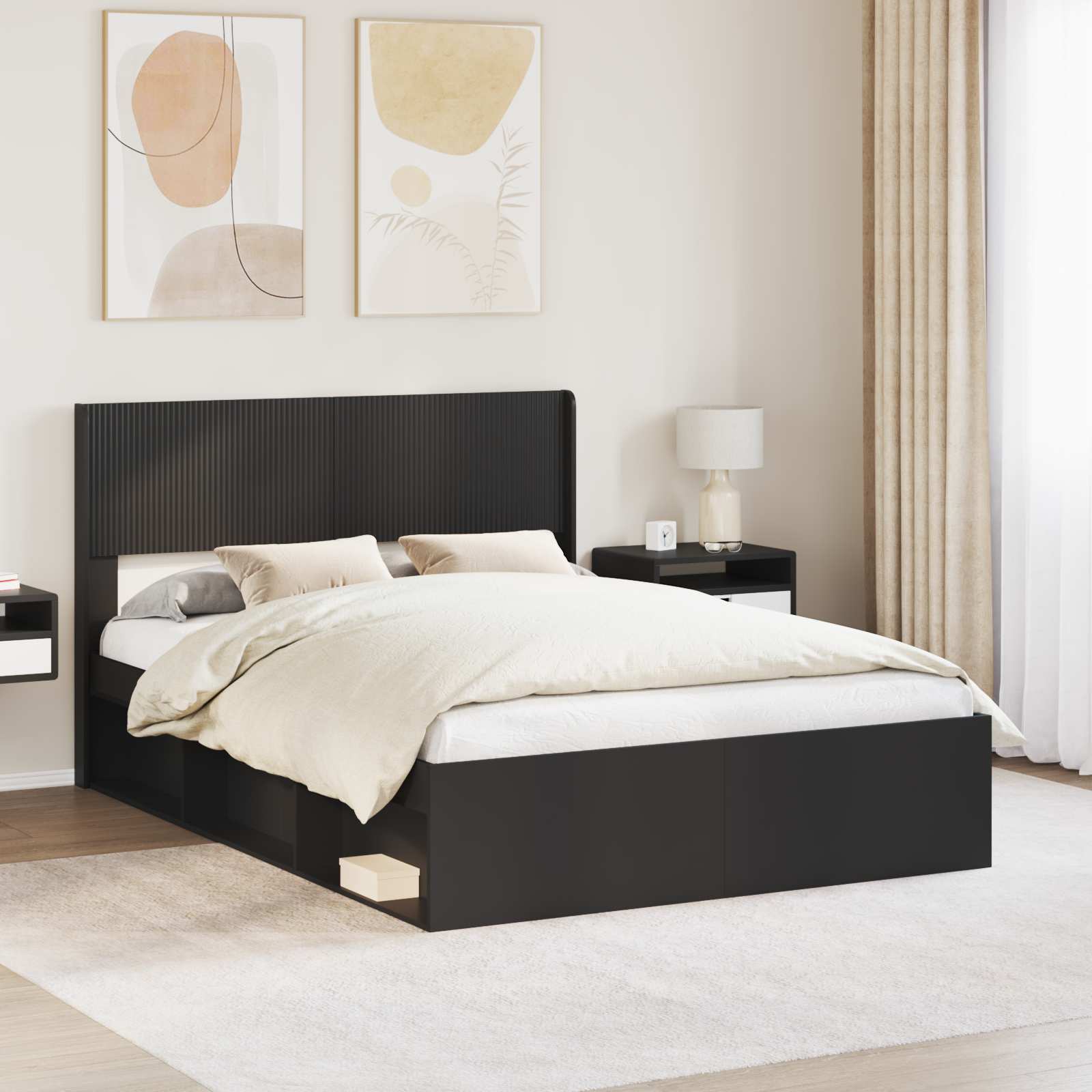 vidaXL Headboard Black PB 1