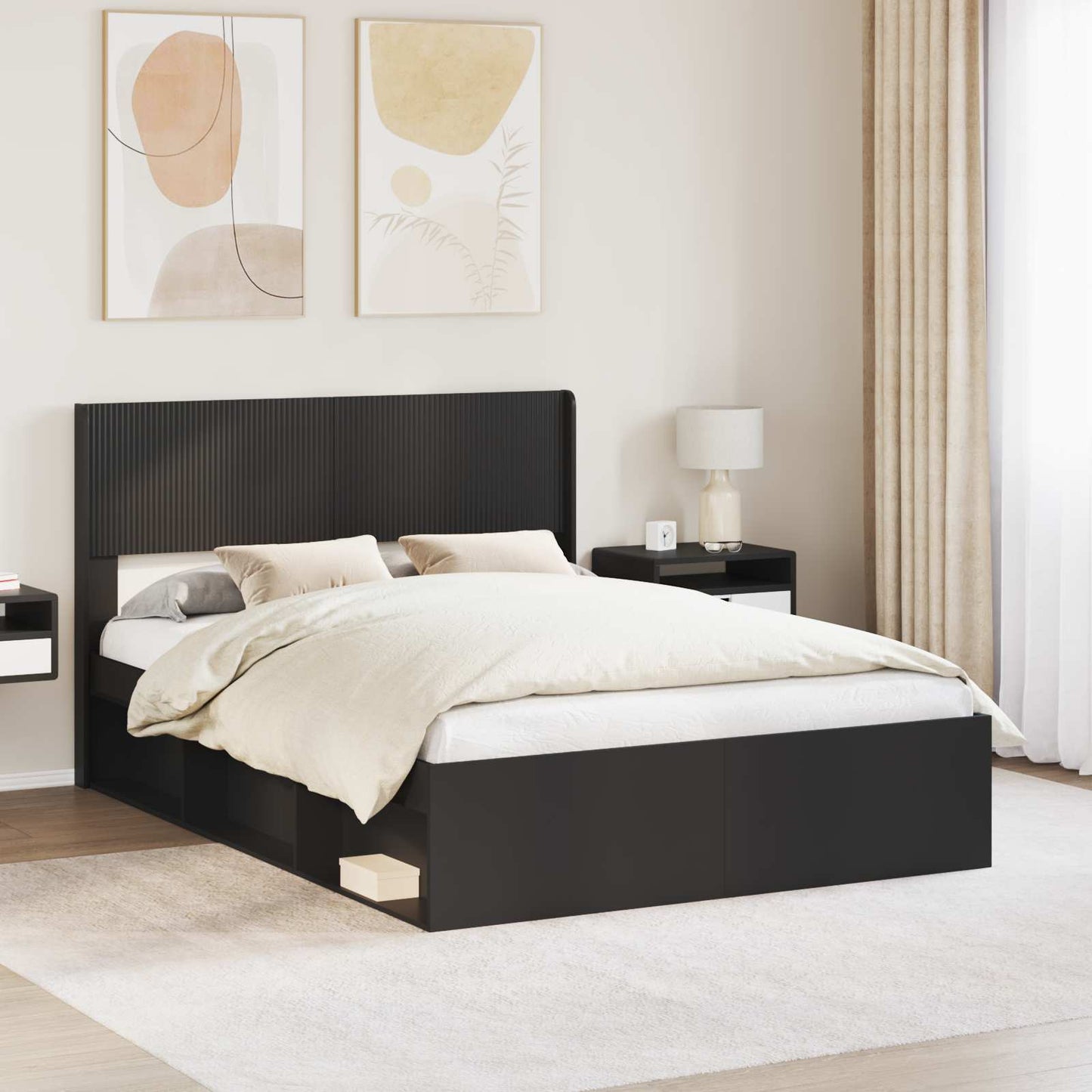 vidaXL Headboard Black PB 1