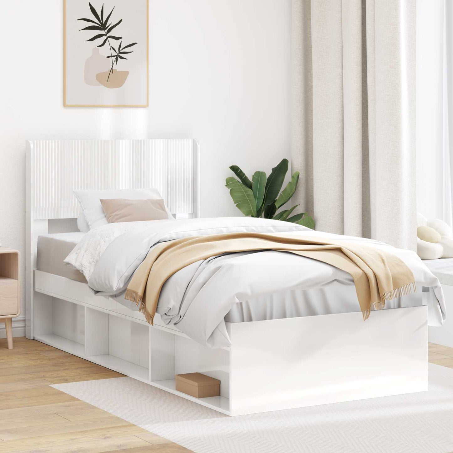 vidaXL Headboard High Gloss White PB 1