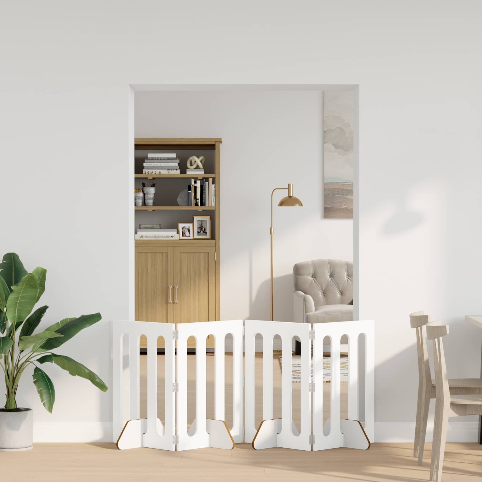 vidaXL Folding Pet Fence 4 pcs White 201 x 38 x 70 cm Engineered Wood 1