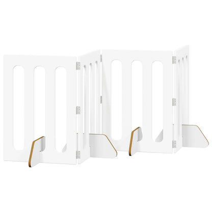 vidaXL Folding Pet Fence 4 pcs White 201 x 38 x 70 cm Engineered Wood 2