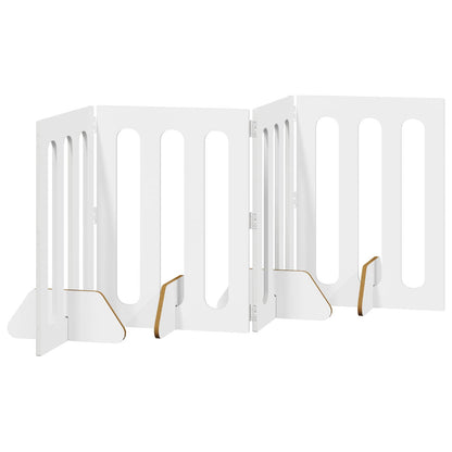 vidaXL Folding Pet Fence 4 pcs White 201 x 38 x 70 cm Engineered Wood 5