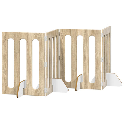 vidaXL Folding Pet Fence 4 pcs Sonoma Oak 201 x 38 x 70 cm 2