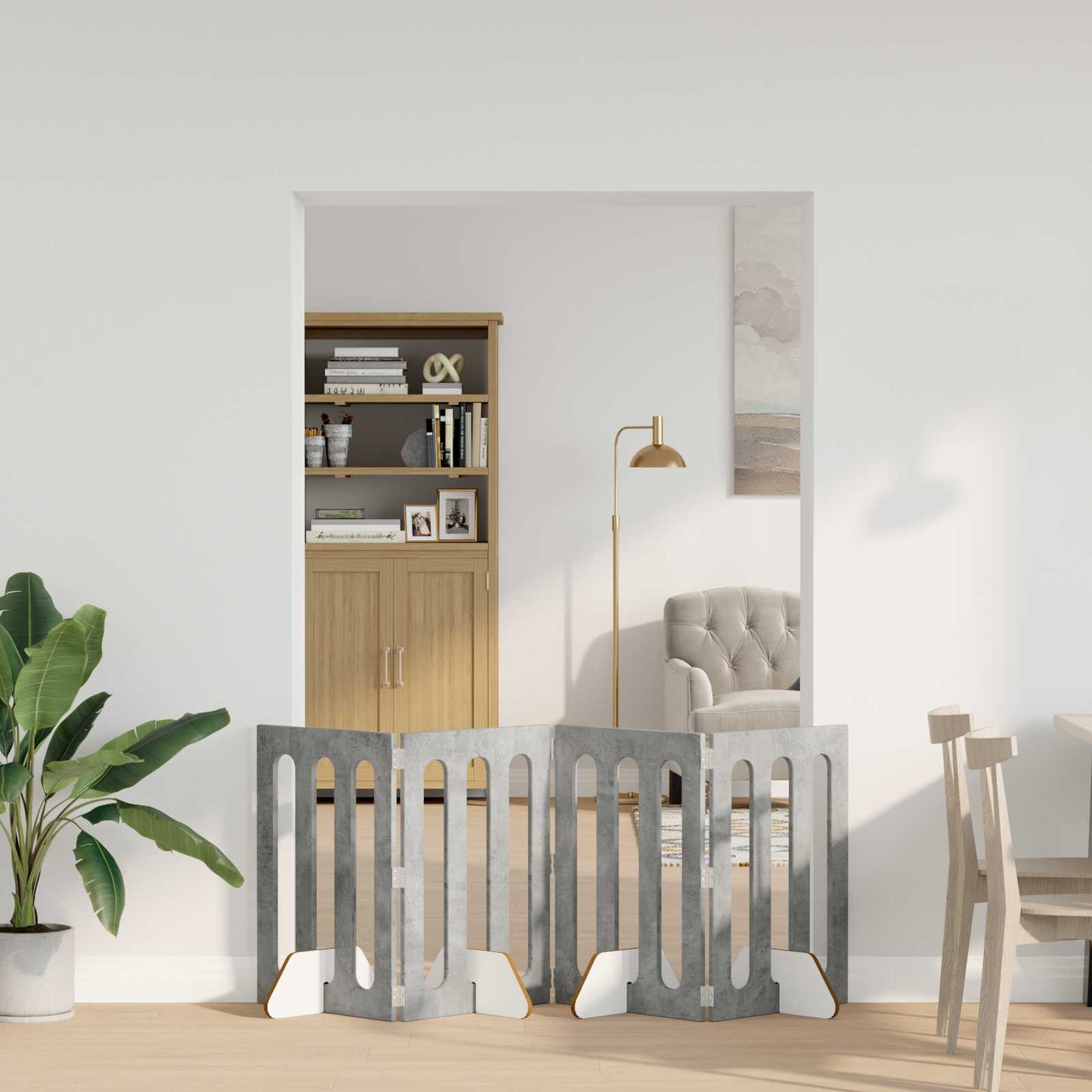 vidaXL Folding Pet Fence 4 pcs Concrete Grey 201 x 38 x 70 cm 1