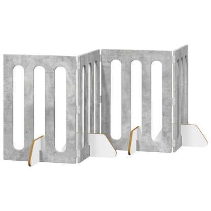 vidaXL Folding Pet Fence 4 pcs Concrete Grey 201 x 38 x 70 cm 2