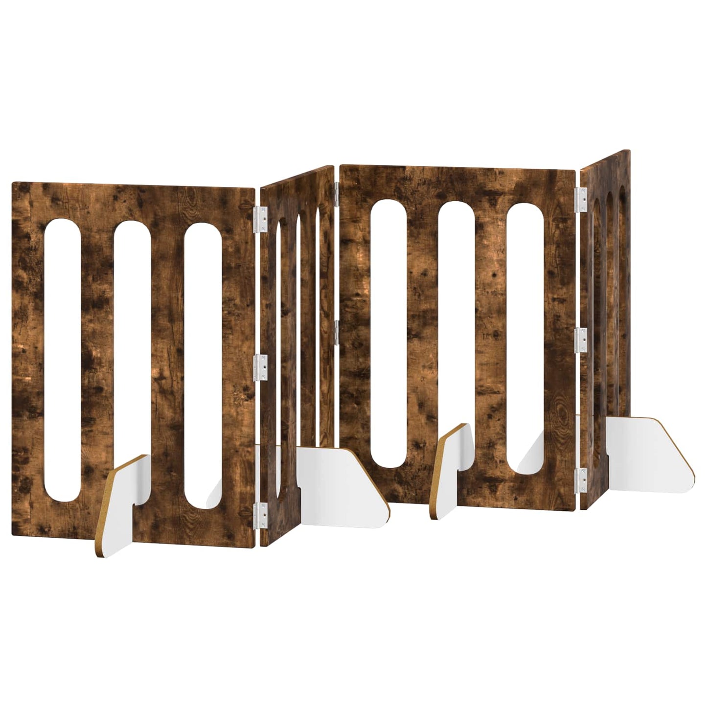 vidaXL Folding Pet Fence 4 pcs Smoked Oak 201 x 38 x 70 cm 2