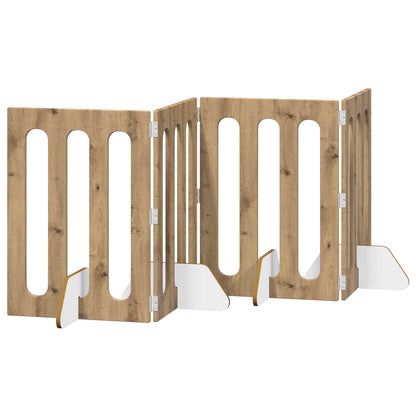 vidaXL Folding Pet Fence 4 pcs Artisan Oak 201 x 38 x 70 cm 2