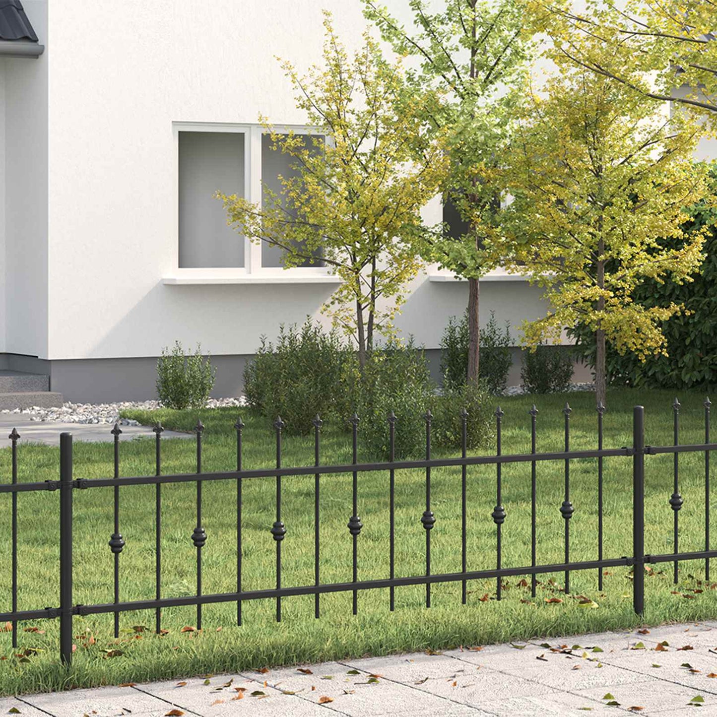 vidaXL Spike Fence ASTEN 200 x 110 cm Powder-Coated Steel Black 1