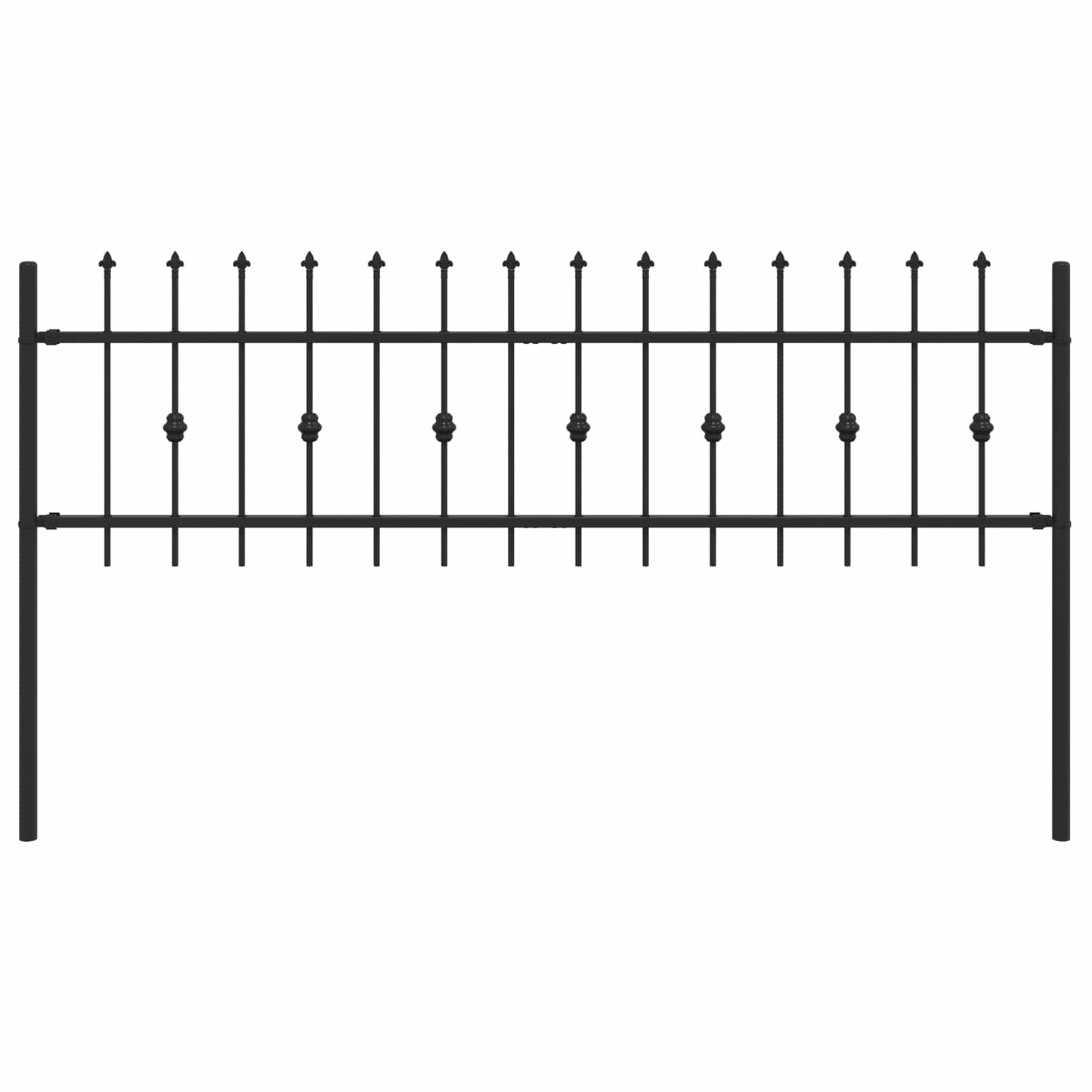 vidaXL Spike Fence ASTEN 200 x 110 cm Powder-Coated Steel Black 2