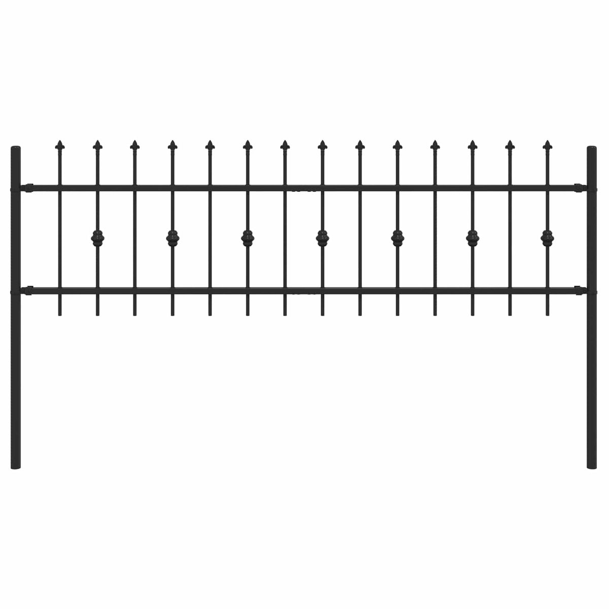 Spike Fence ASTEN Powder-Coated Steel Black 200 x 60 cm Spear top