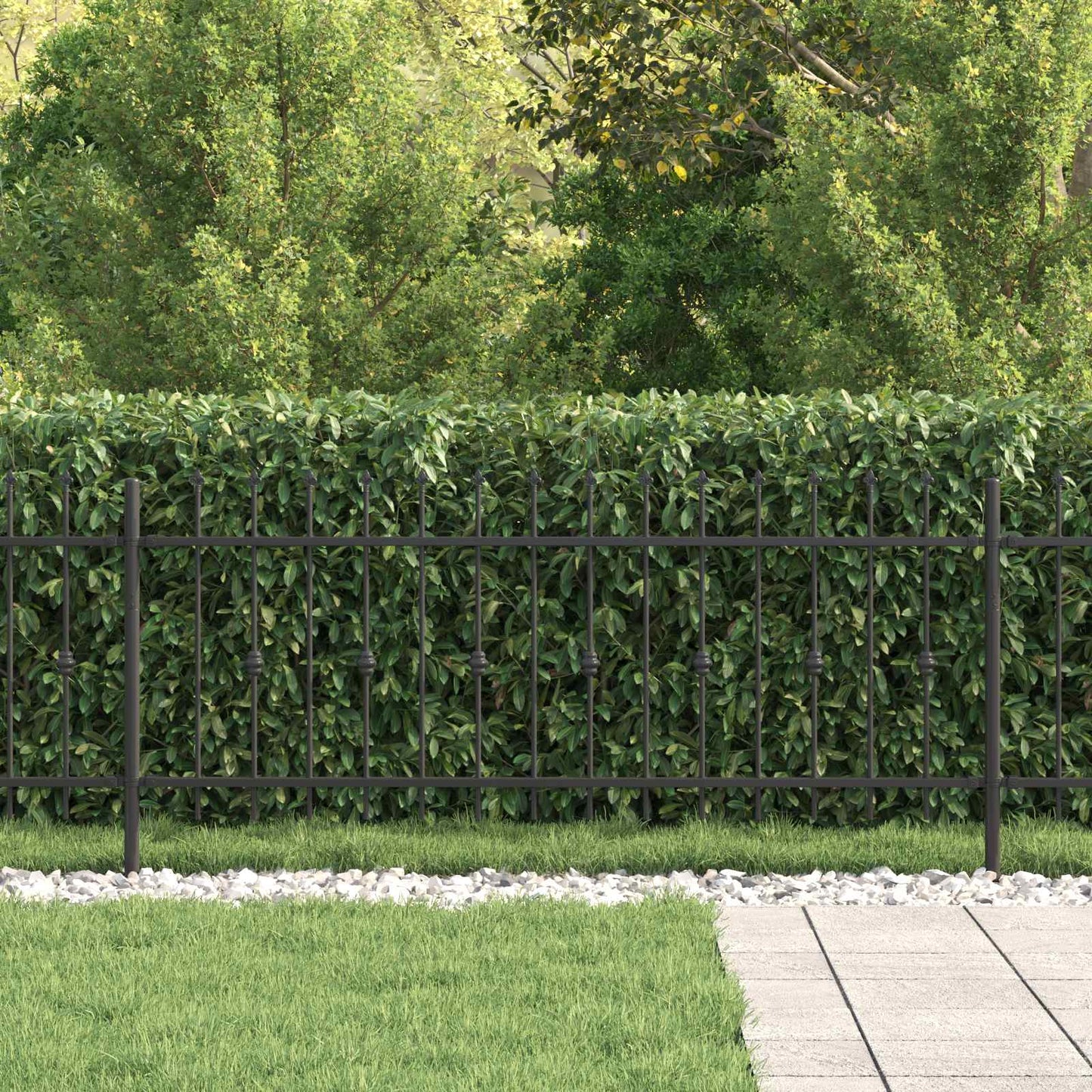 vidaXL Spike Fence ASTEN 200 x 130 cm Powder-Coated Steel Black 3