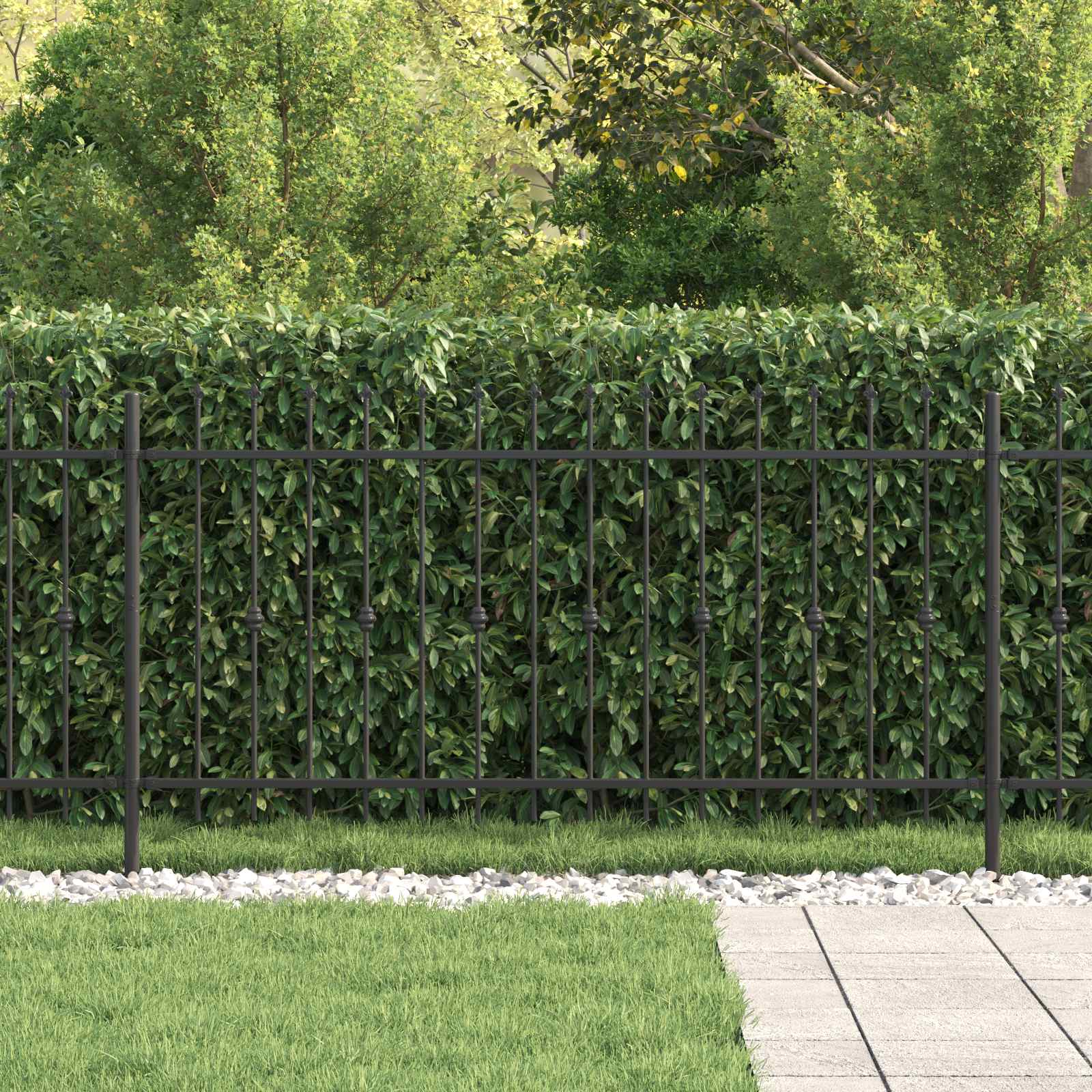 vidaXL Spike Fence ASTEN 200 x 150 cm Powder-Coated Steel Black 3