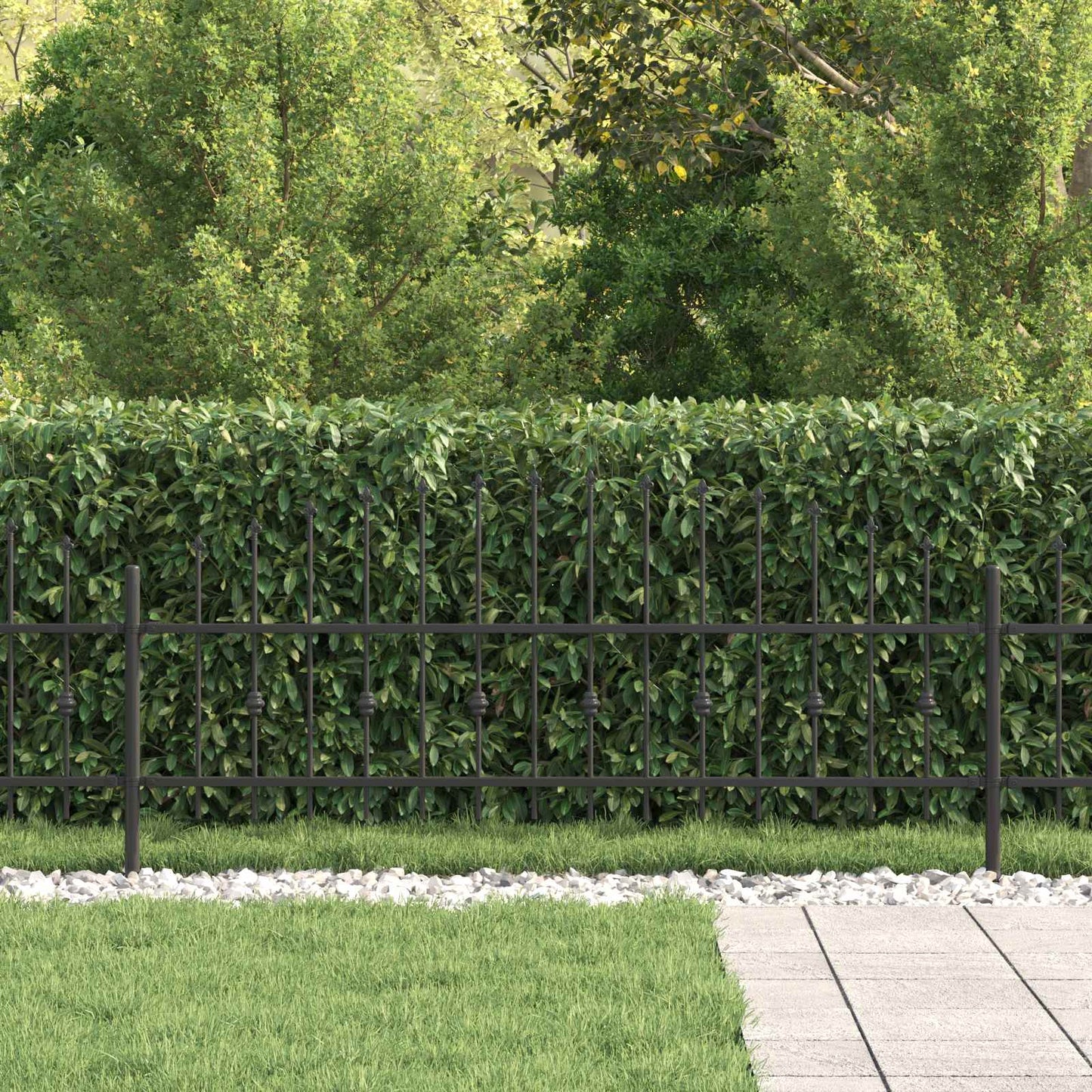 vidaXL Spike Fence ASTEN 200 x 110 cm Powder-Coated Steel Black 3
