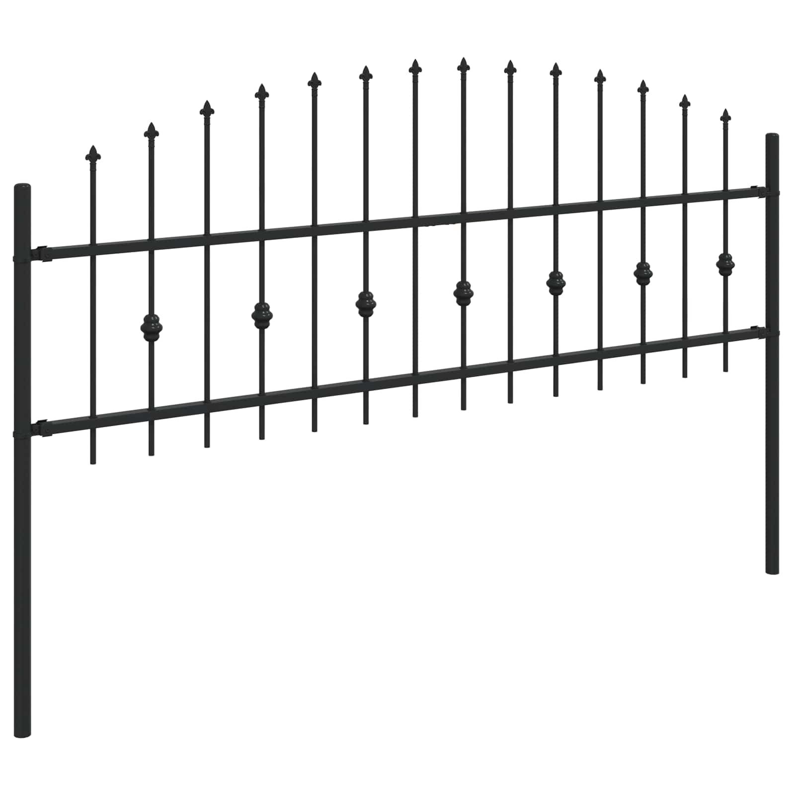 vidaXL Spike Fence ASTEN 200 x 110 cm Powder-Coated Steel Black 4
