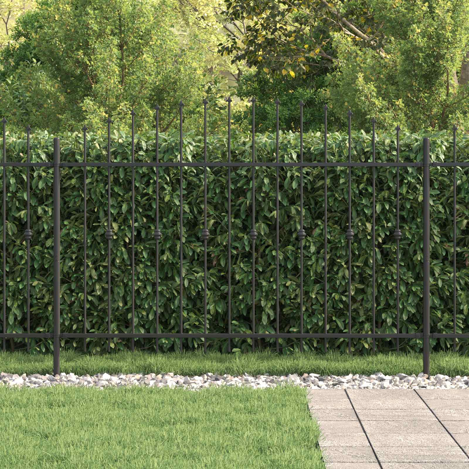 vidaXL Spike Fence ASTEN 200 x 166 cm Powder-Coated Steel Black 3
