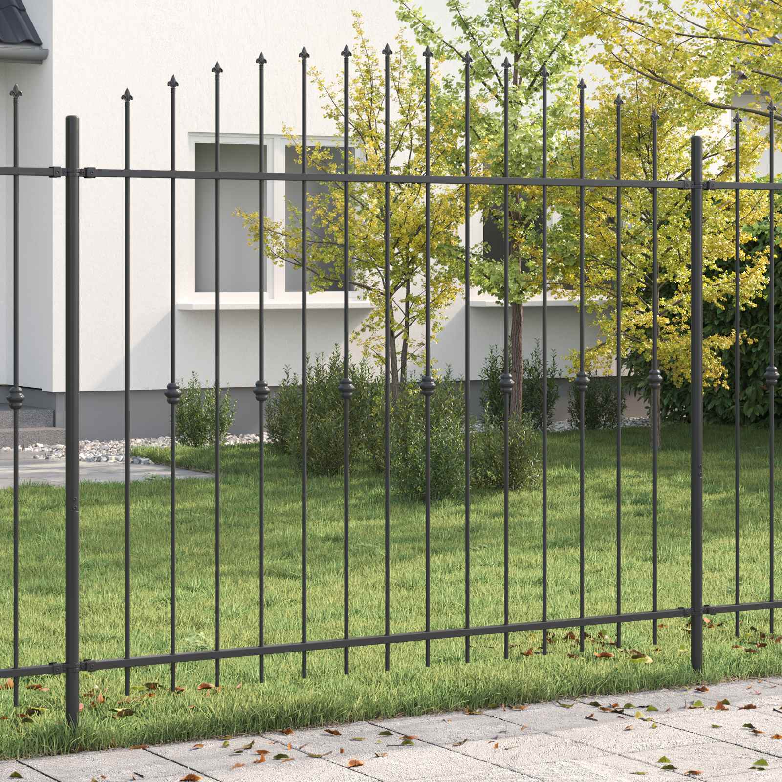 vidaXL Spike Fence ASTEN 200 x 200 cm Powder-Coated Steel Black 1