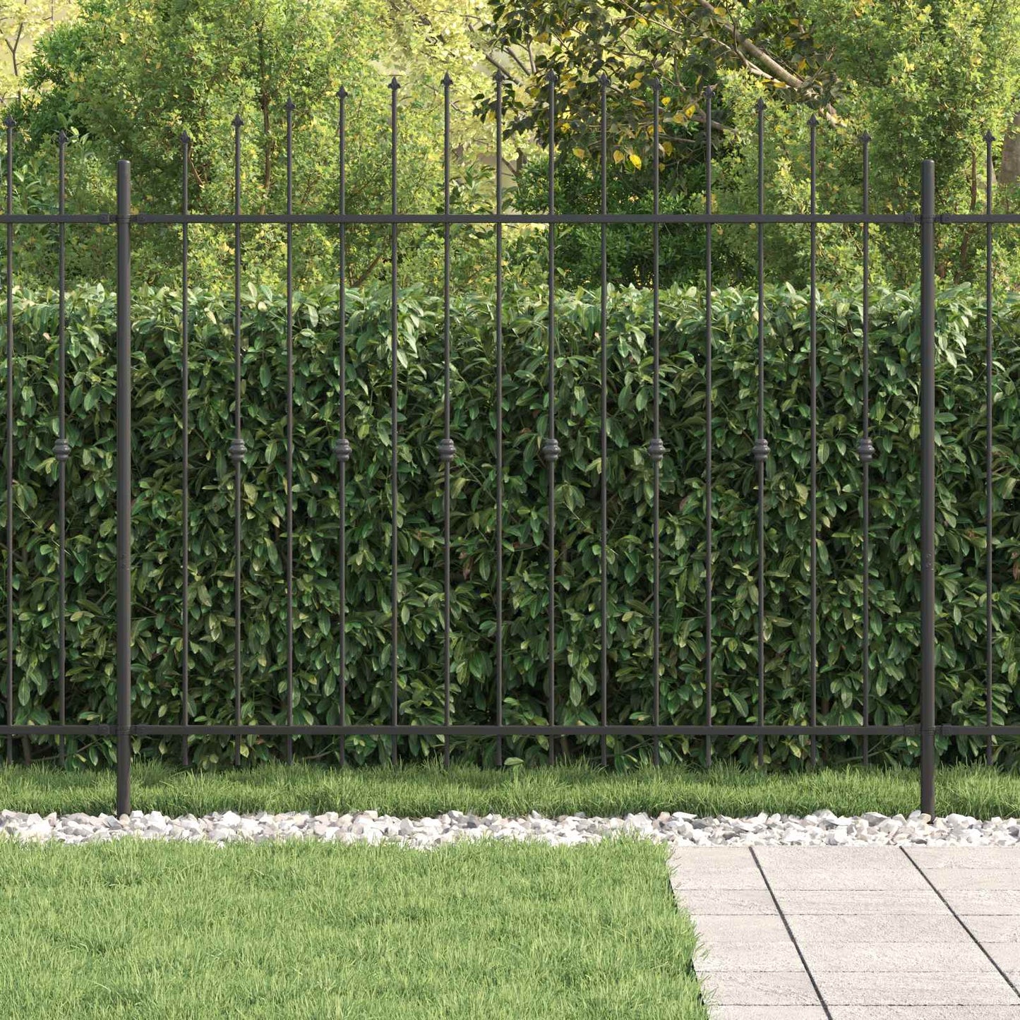 vidaXL Spike Fence ASTEN 200 x 200 cm Powder-Coated Steel Black 3