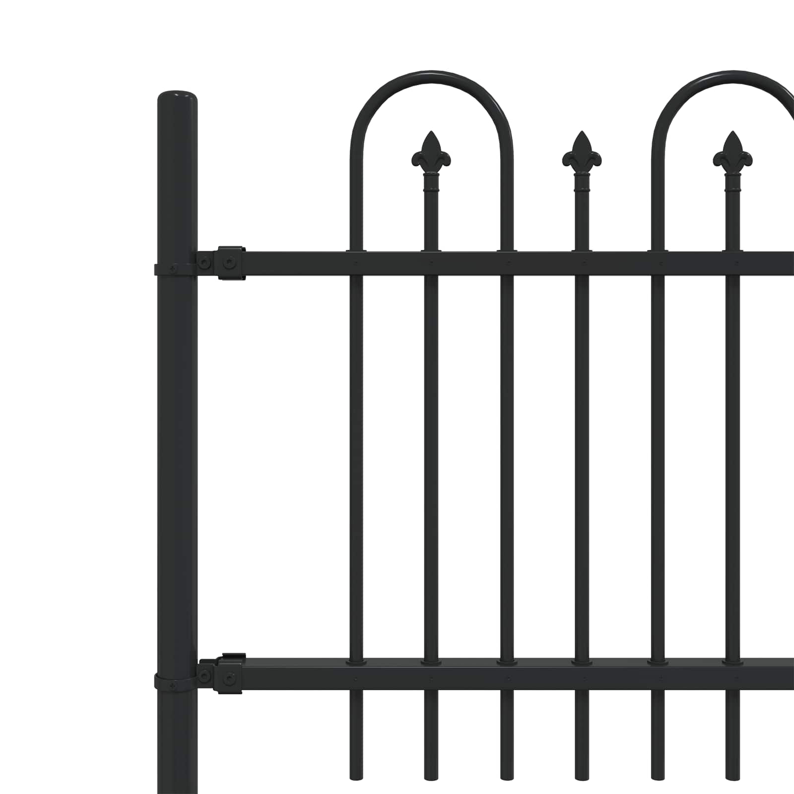 vidaXL Spike Arch Fence DRONTEN 200 x 110 cm Powder-Coated Steel Black 5