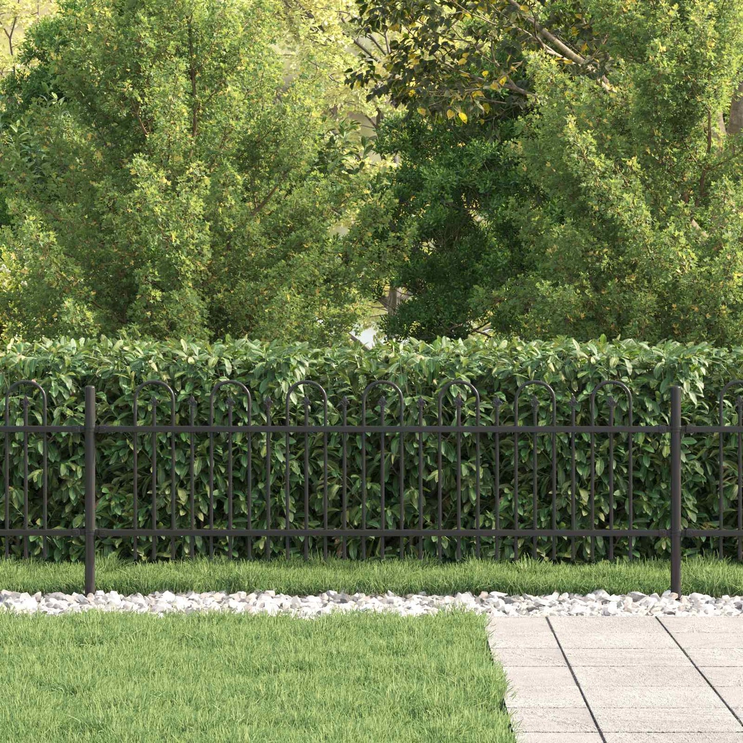 vidaXL Spike Arch Fence DRONTEN 200 x 110 cm Powder-Coated Steel Black 3