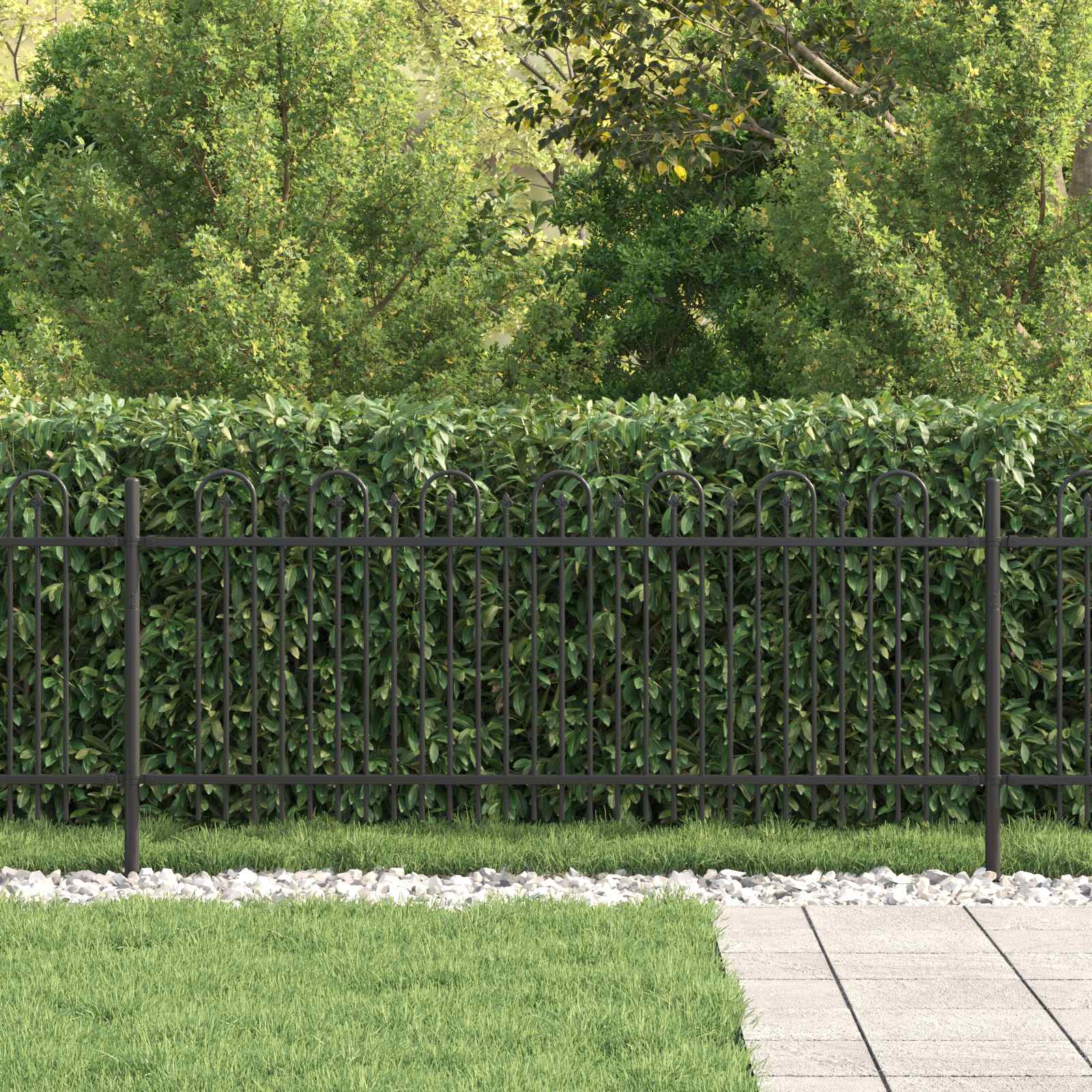 vidaXL Spike Arch Fence DRONTEN 200 x 130 cm Powder-Coated Steel Black 3