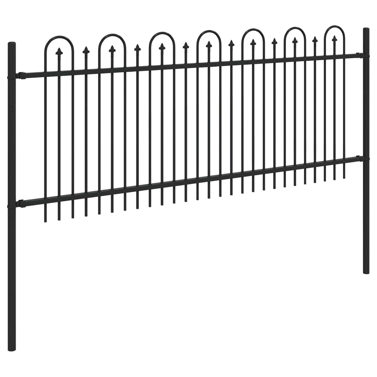 vidaXL Spike Arch Fence DRONTEN 200 x 130 cm Powder-Coated Steel Black 4