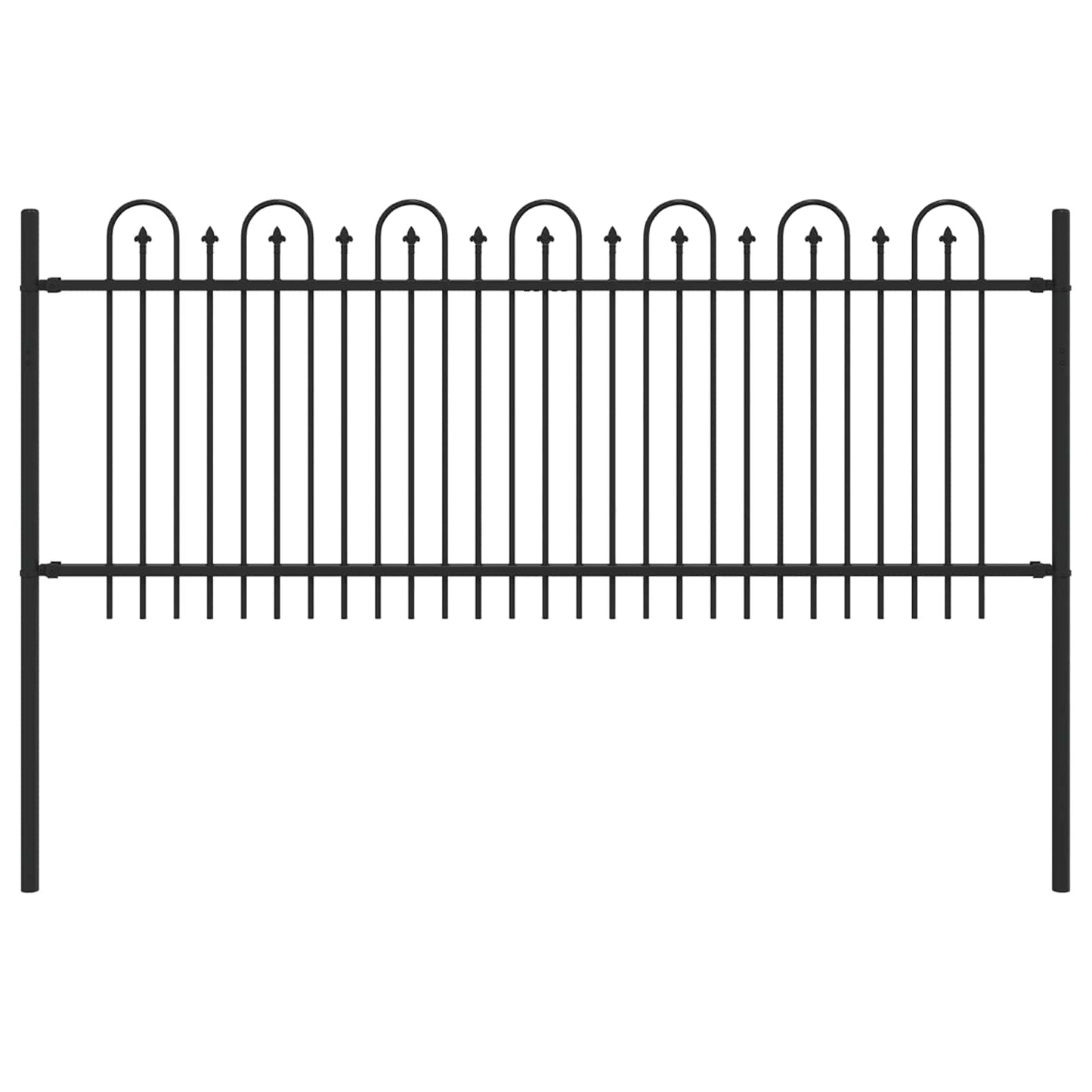 vidaXL Spike Arch Fence DRONTEN 200 x 130 cm Powder-Coated Steel Black 2
