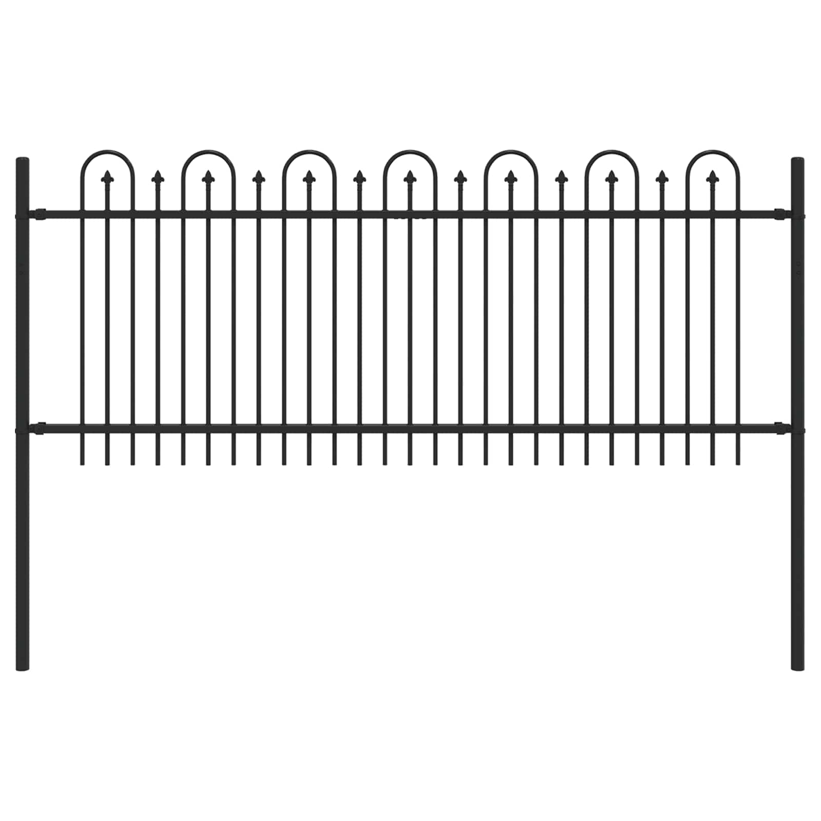 vidaXL Spike Arch Fence DRONTEN 200 x 130 cm Powder-Coated Steel Black 2