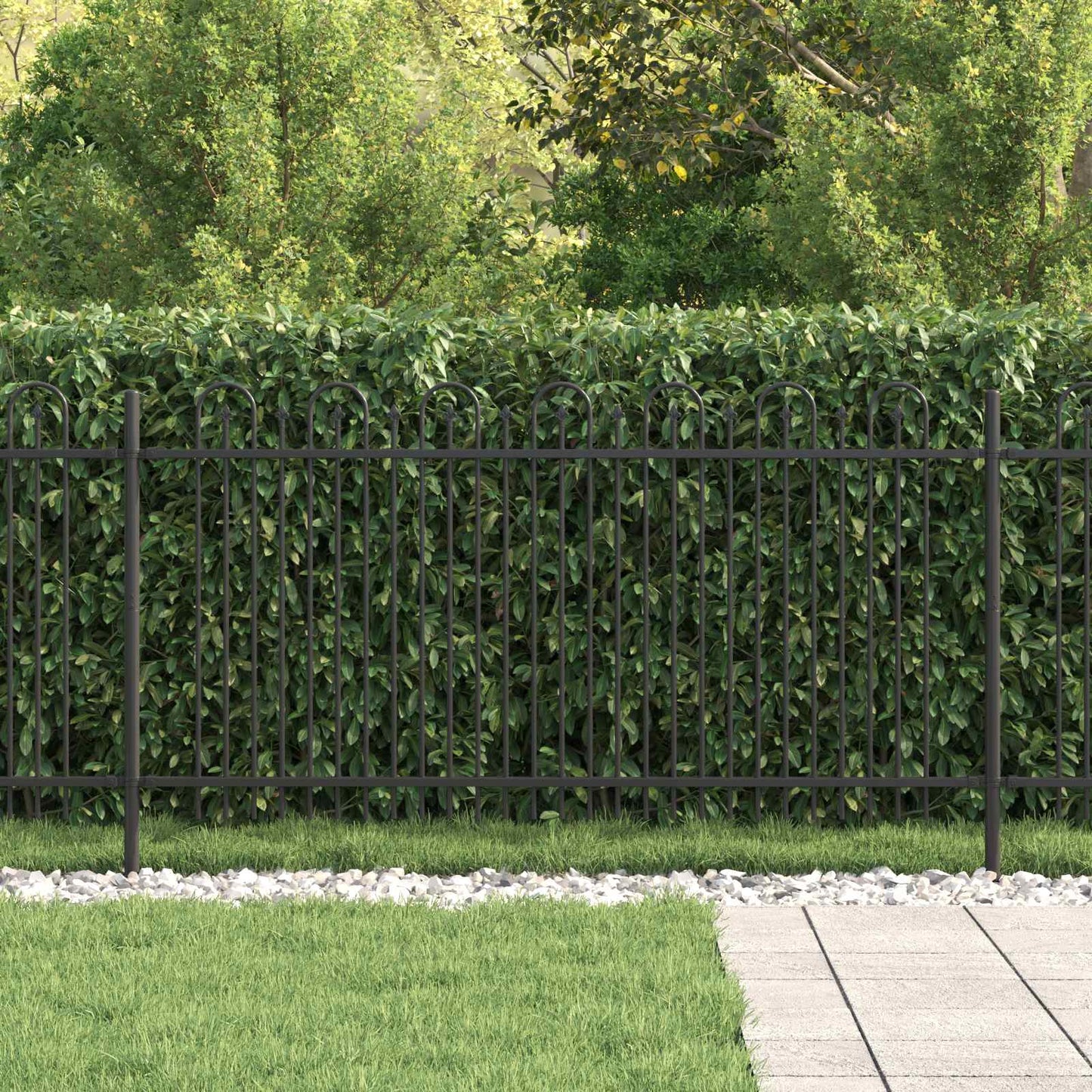 vidaXL Spike Arch Fence DRONTEN 200 x 150 cm Powder-Coated Steel Black 3