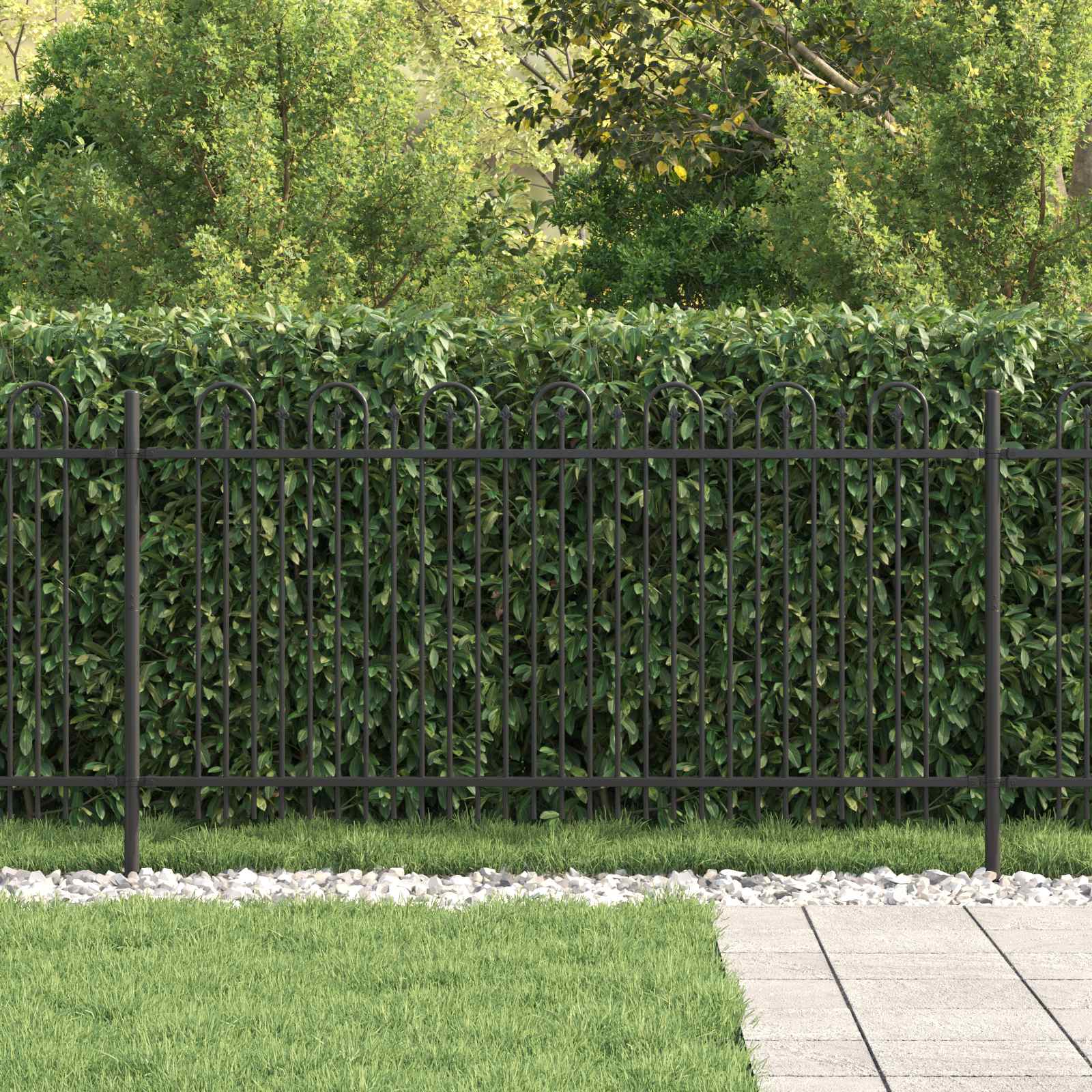 vidaXL Spike Arch Fence DRONTEN 200 x 150 cm Powder-Coated Steel Black 3