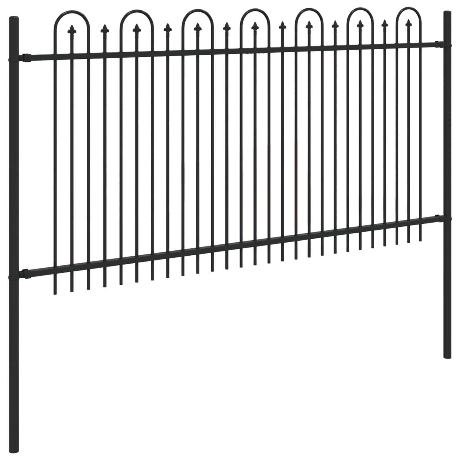 vidaXL Spike Arch Fence DRONTEN 200 x 150 cm Powder-Coated Steel Black 4