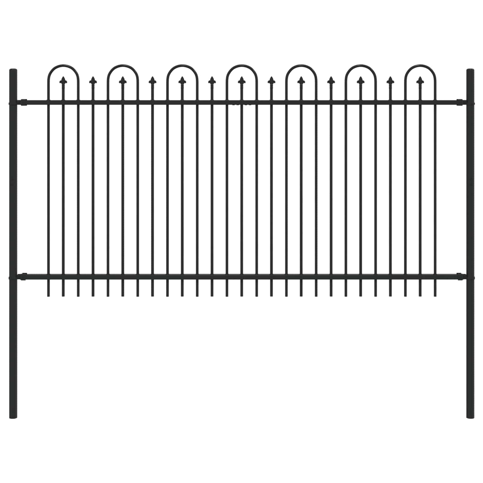 vidaXL Spike Arch Fence DRONTEN 200 x 150 cm Powder-Coated Steel Black 2