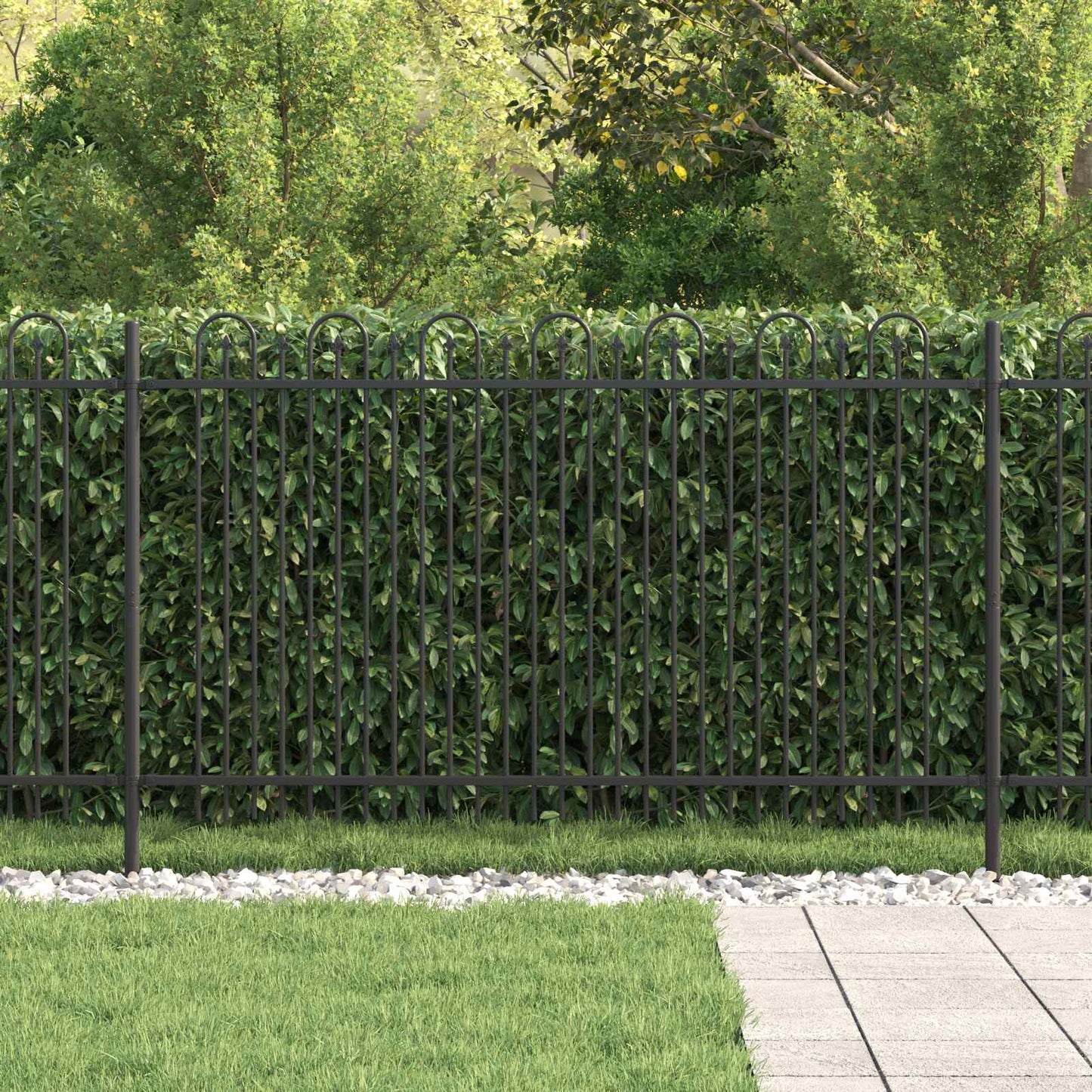 vidaXL Spike Arch Fence DRONTEN 200 x 166 cm Powder-Coated Steel Black 3