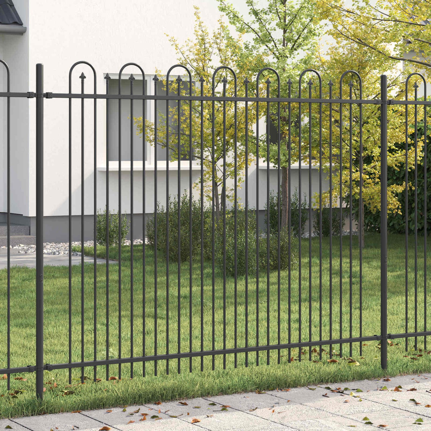 vidaXL Spike Arch Fence DRONTEN 200 x 200 cm Powder-Coated Steel Black 1