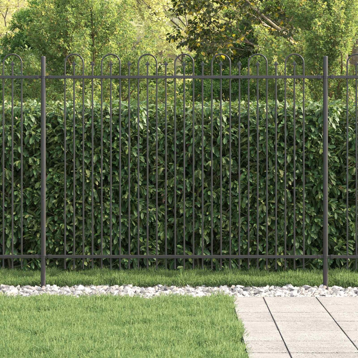 vidaXL Spike Arch Fence DRONTEN 200 x 200 cm Powder-Coated Steel Black 3